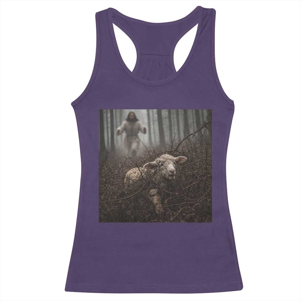 Christian Biblical Parable Of Lost Sheep Scene Racerback Tank Top Funny Photo