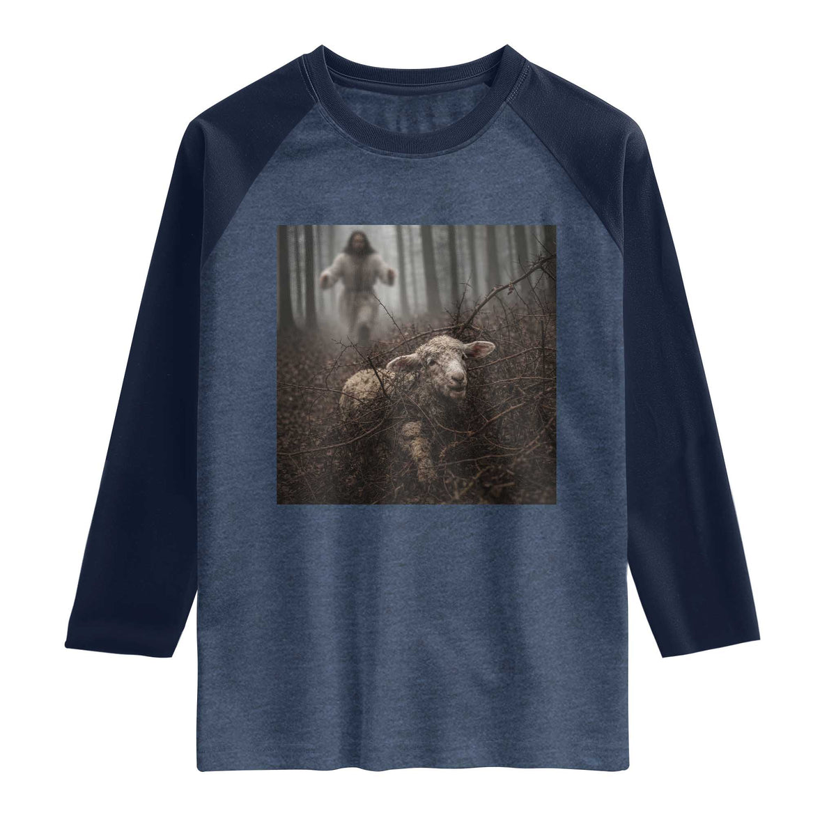 Christian Biblical Parable Of Lost Sheep Scene Raglan Shirt Funny Photo