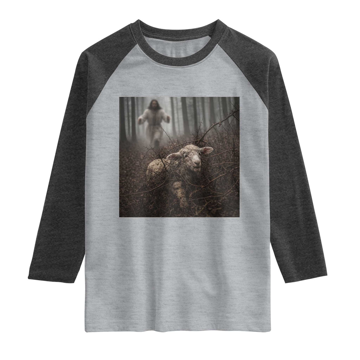 Christian Biblical Parable Of Lost Sheep Scene Raglan Shirt Funny Photo