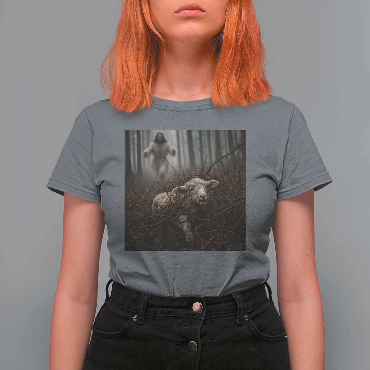 Christian Biblical Parable Of Lost Sheep Scene T Shirt For Women Funny Photo