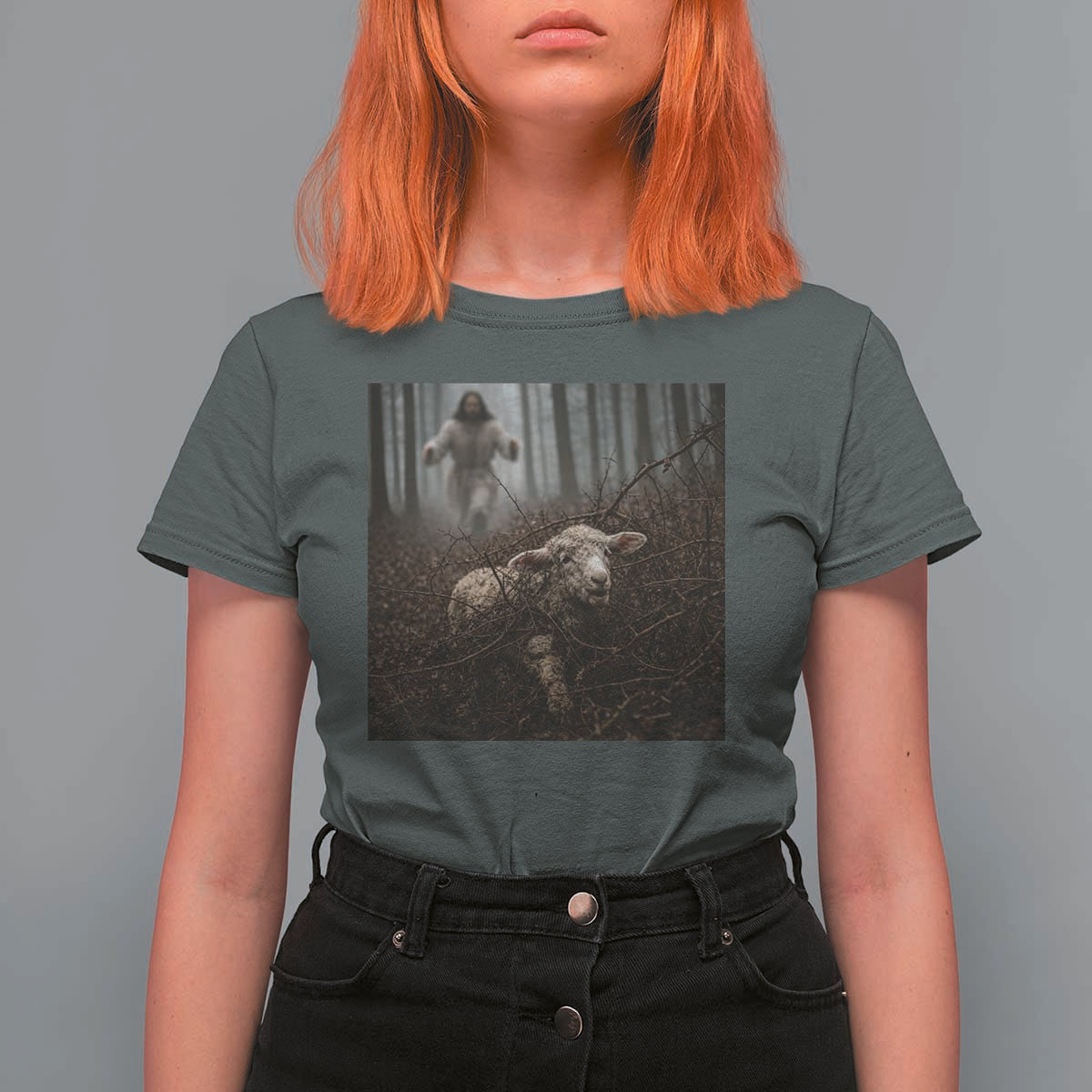 Christian Biblical Parable Of Lost Sheep Scene T Shirt For Women Funny Photo