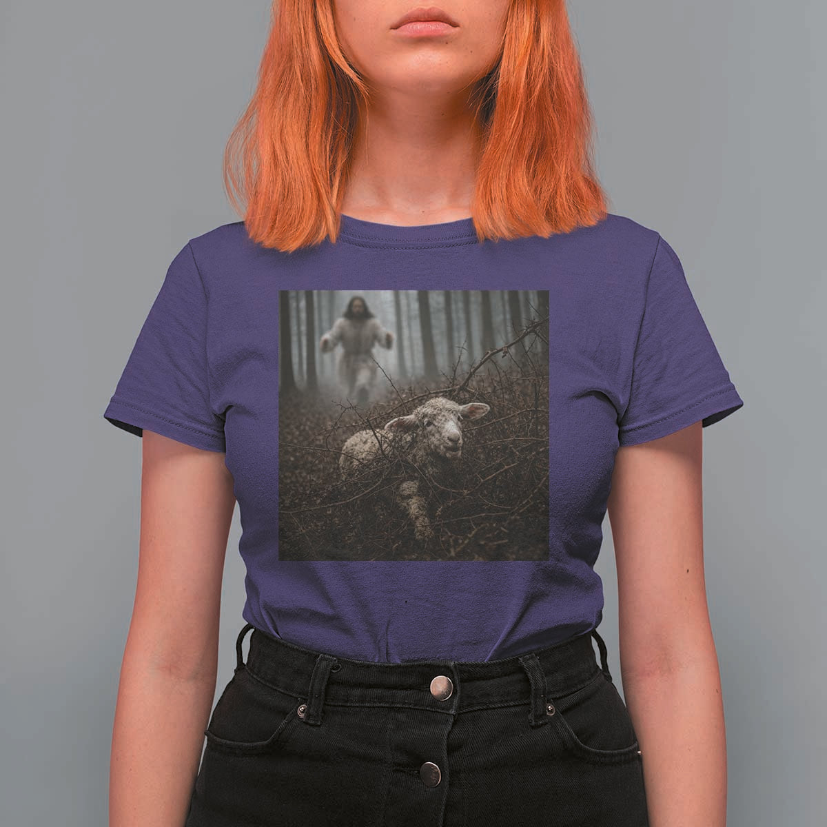Christian Biblical Parable Of Lost Sheep Scene T Shirt For Women Funny Photo