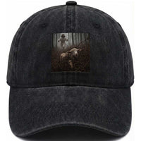 Christian Biblical Parable Of Lost Sheep Scene Washed Cotton Baseball Cap Funny Photo