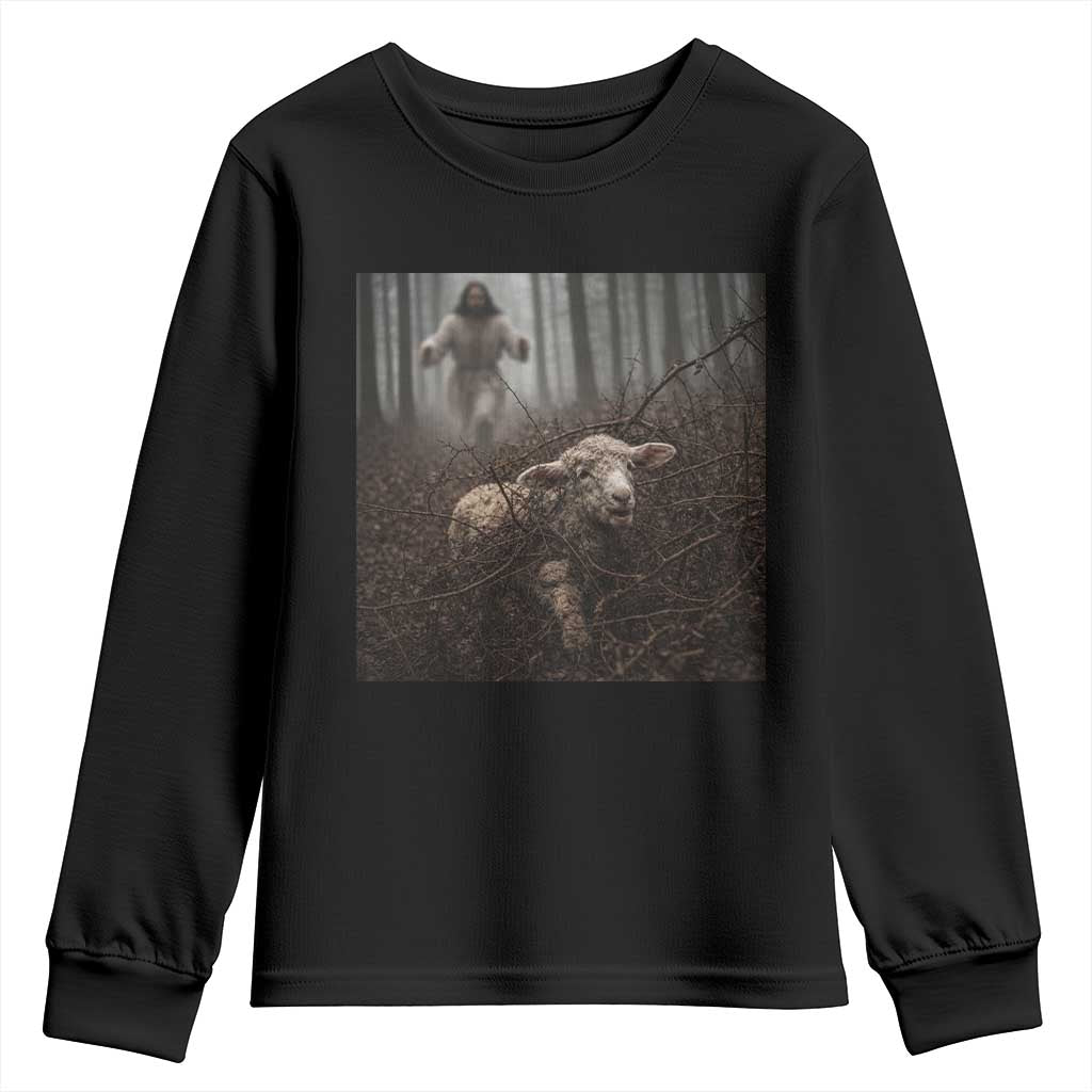 Christian Biblical Parable Of Lost Sheep Scene Youth Sweatshirt Funny Photo