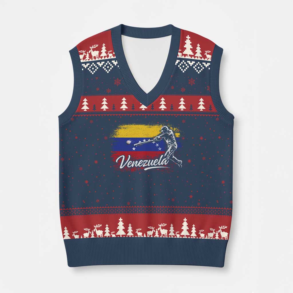 Venezuela Baseball Batter Venezuelan Sport Fan V-Neck Knit Sweater Vest
