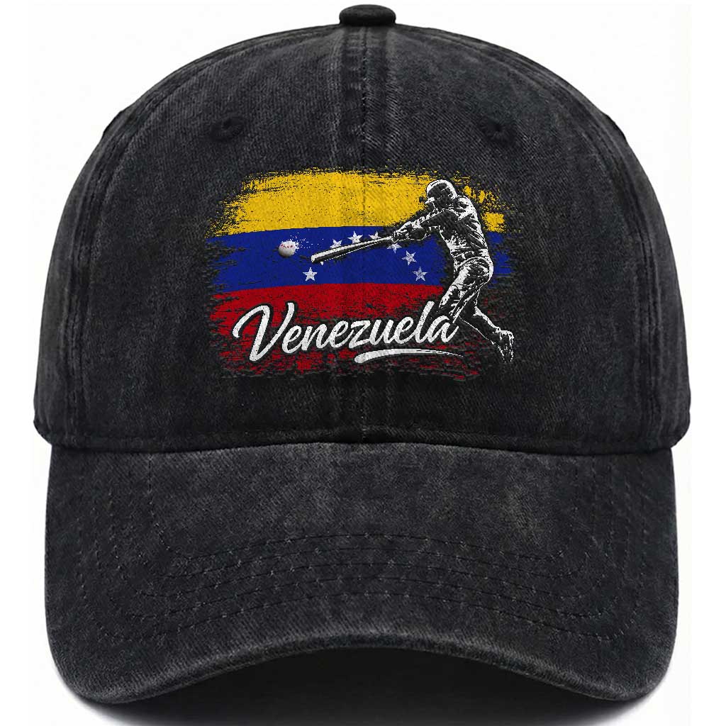 Venezuela Baseball Batter Venezuelan Sport Fan Washed Cotton Baseball Cap