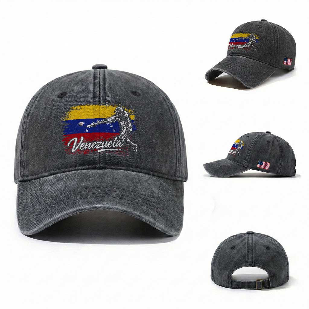Venezuela Baseball Batter Venezuelan Sport Fan Washed Cotton Baseball Cap