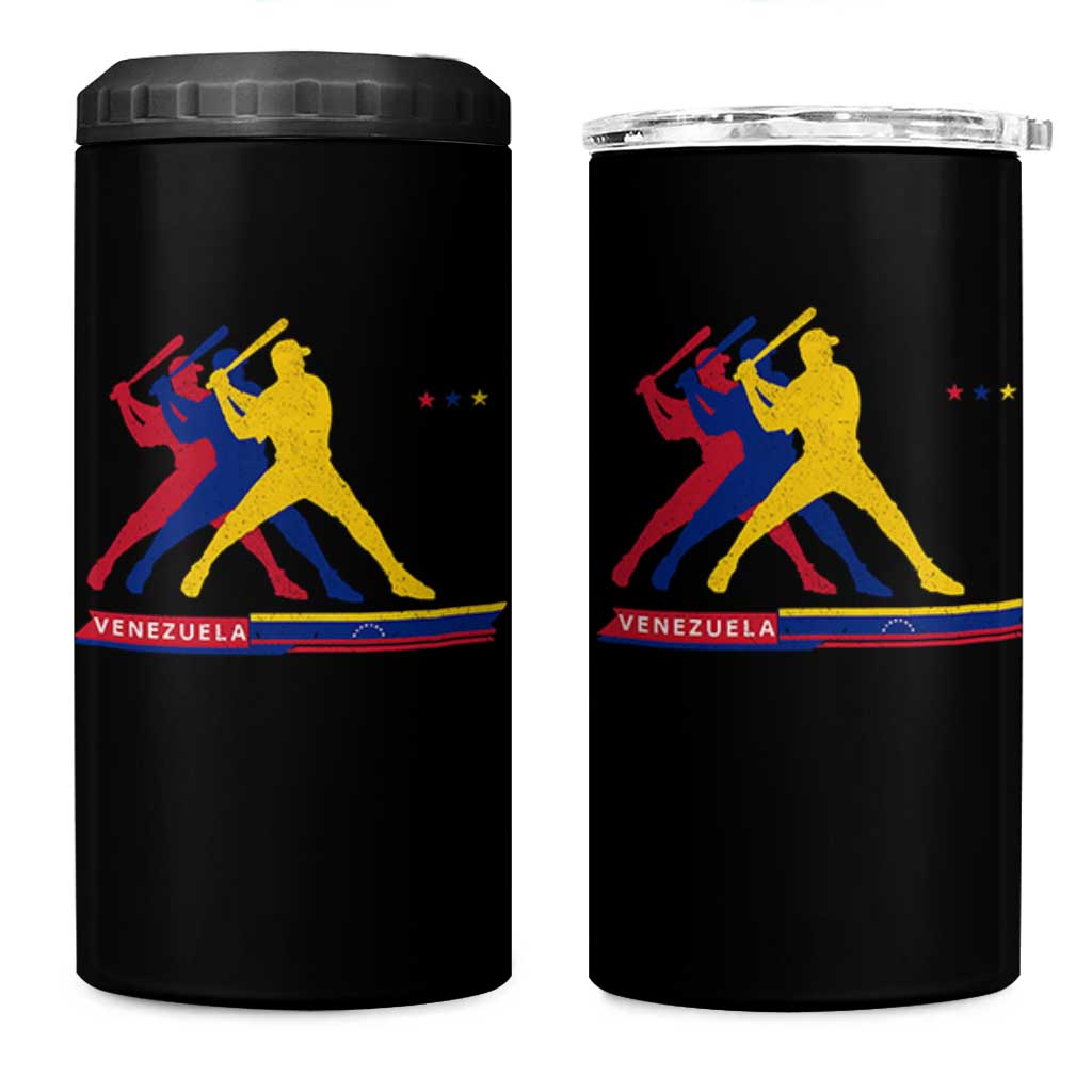 Baseball Venezuela Sport Fan Venezuelan Flag Batter Player 4 in 1 Can Cooler Tumbler