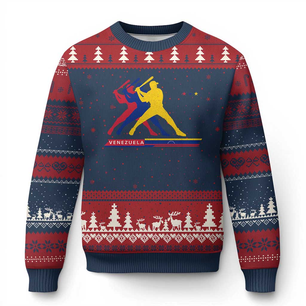Baseball Venezuela Sport Fan Venezuelan Flag Batter Player Ugly Christmas Sweater