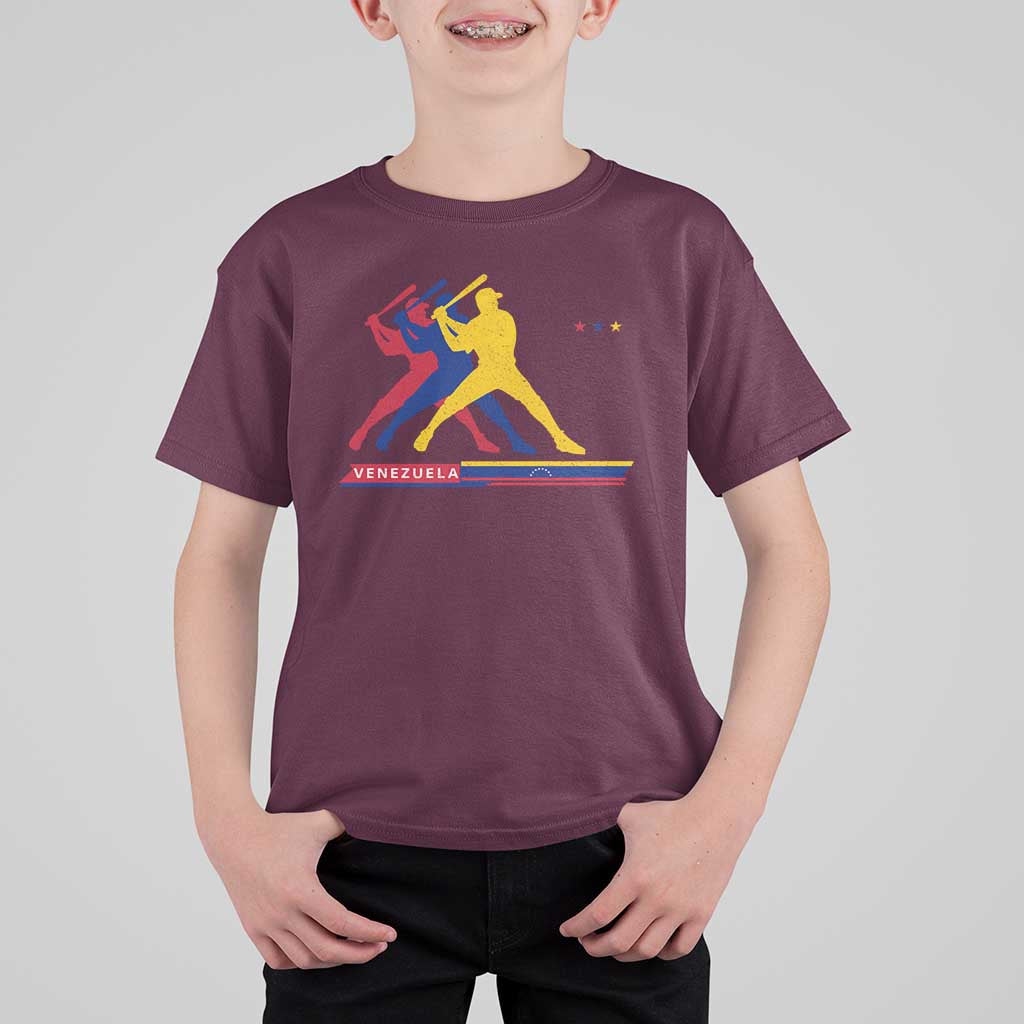 Baseball Venezuela Sport Fan Venezuelan Flag Batter Player T Shirt For Kid