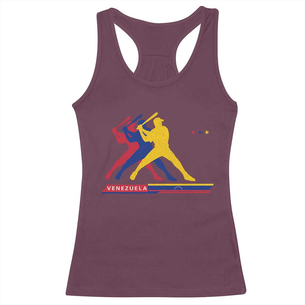 Baseball Venezuela Sport Fan Venezuelan Flag Batter Player Racerback Tank Top