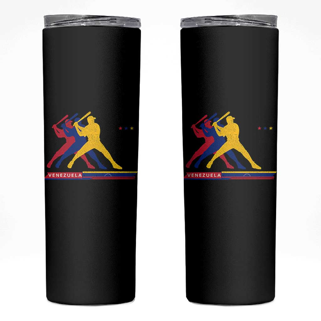 Baseball Venezuela Sport Fan Venezuelan Flag Batter Player Skinny Tumbler