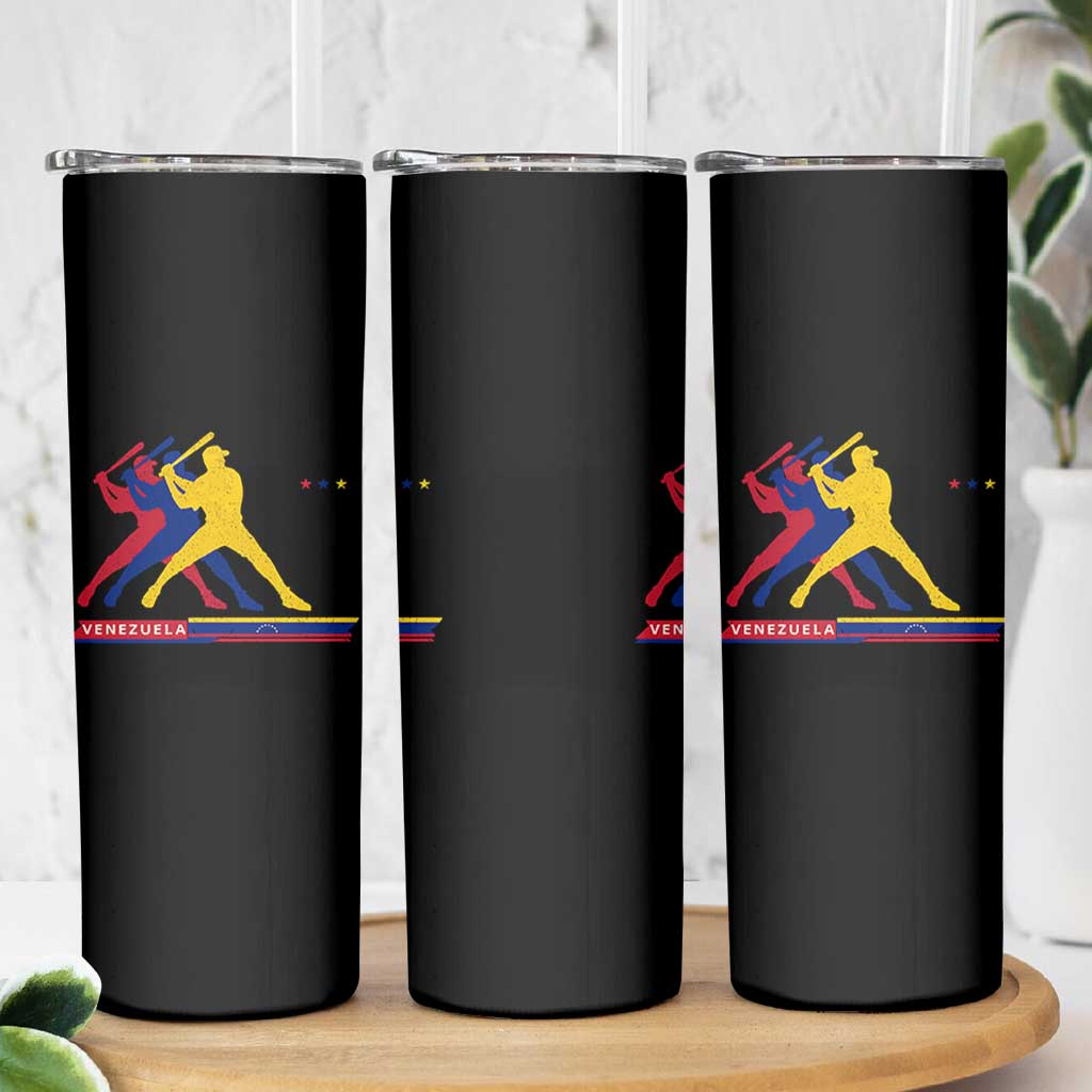 Baseball Venezuela Sport Fan Venezuelan Flag Batter Player Skinny Tumbler