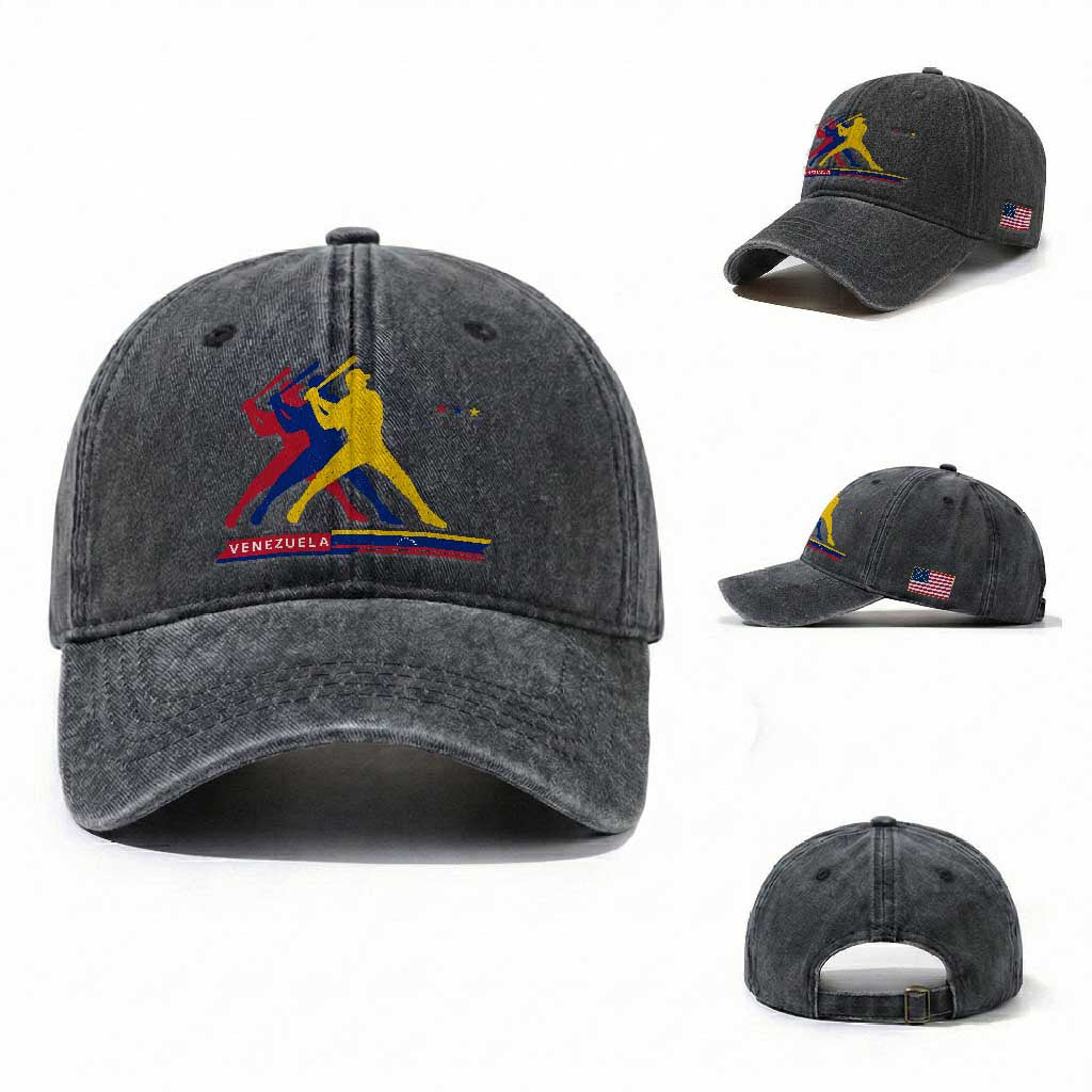 Baseball Venezuela Sport Fan Venezuelan Flag Batter Player Washed Cotton Baseball Cap