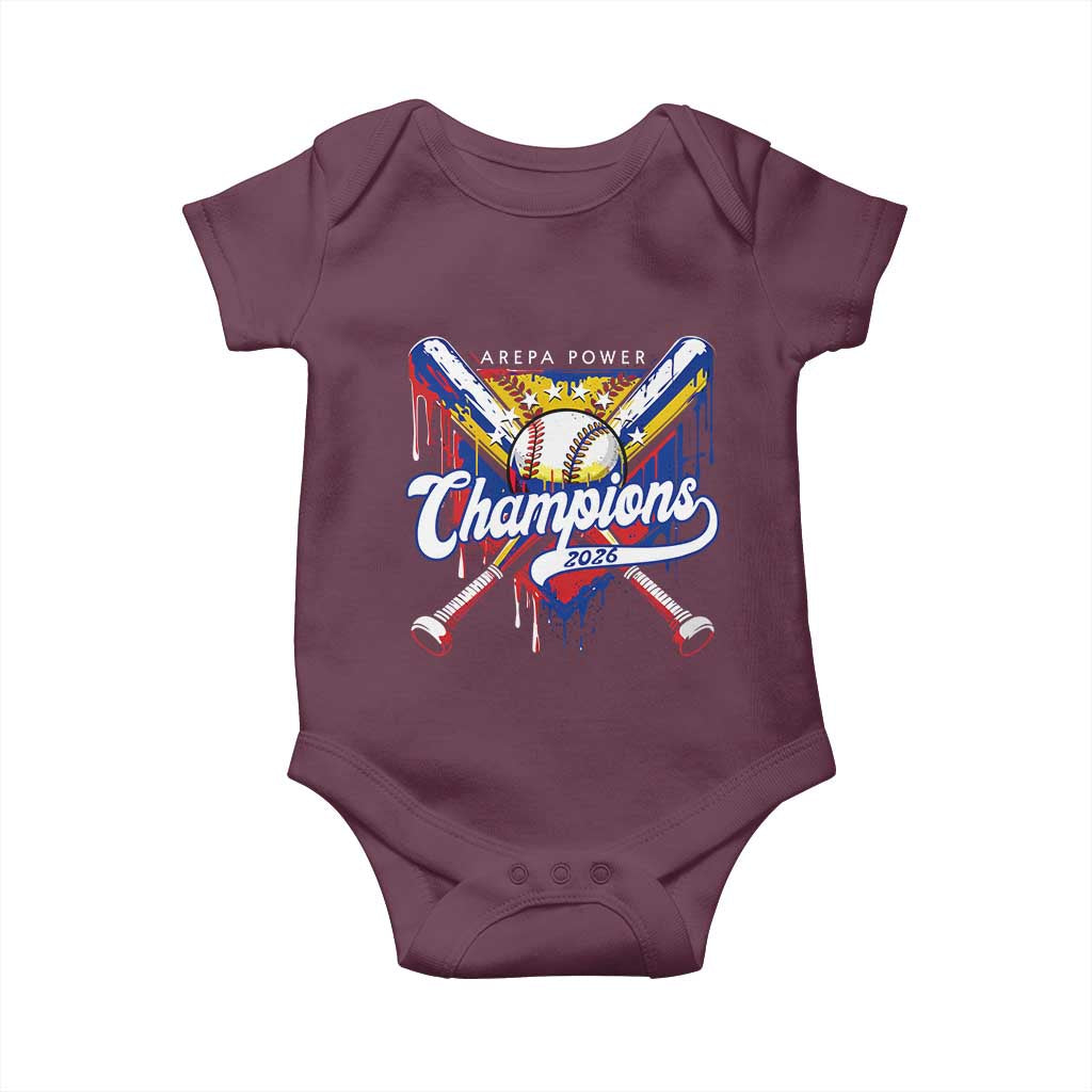 Venezuela Champions 2026 Baby Onesie Baseball Lover Home Plate Drip