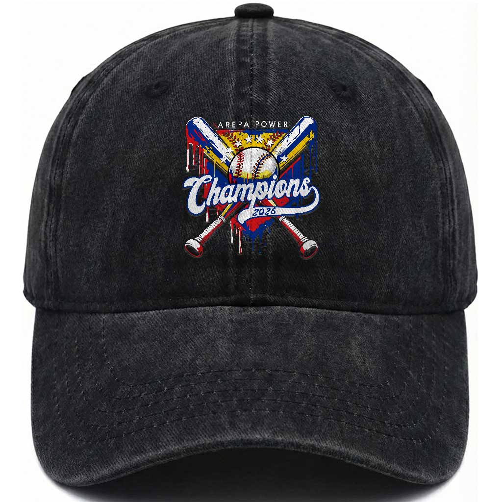 Venezuela Champions 2026 Washed Cotton Baseball Cap Baseball Lover Home Plate Drip