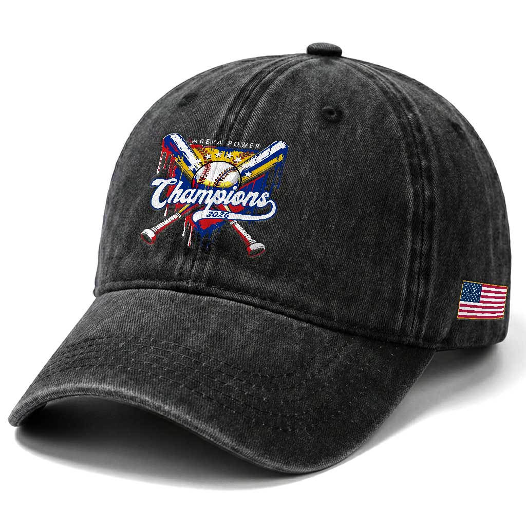 Venezuela Champions 2026 Washed Cotton Baseball Cap Baseball Lover Home Plate Drip