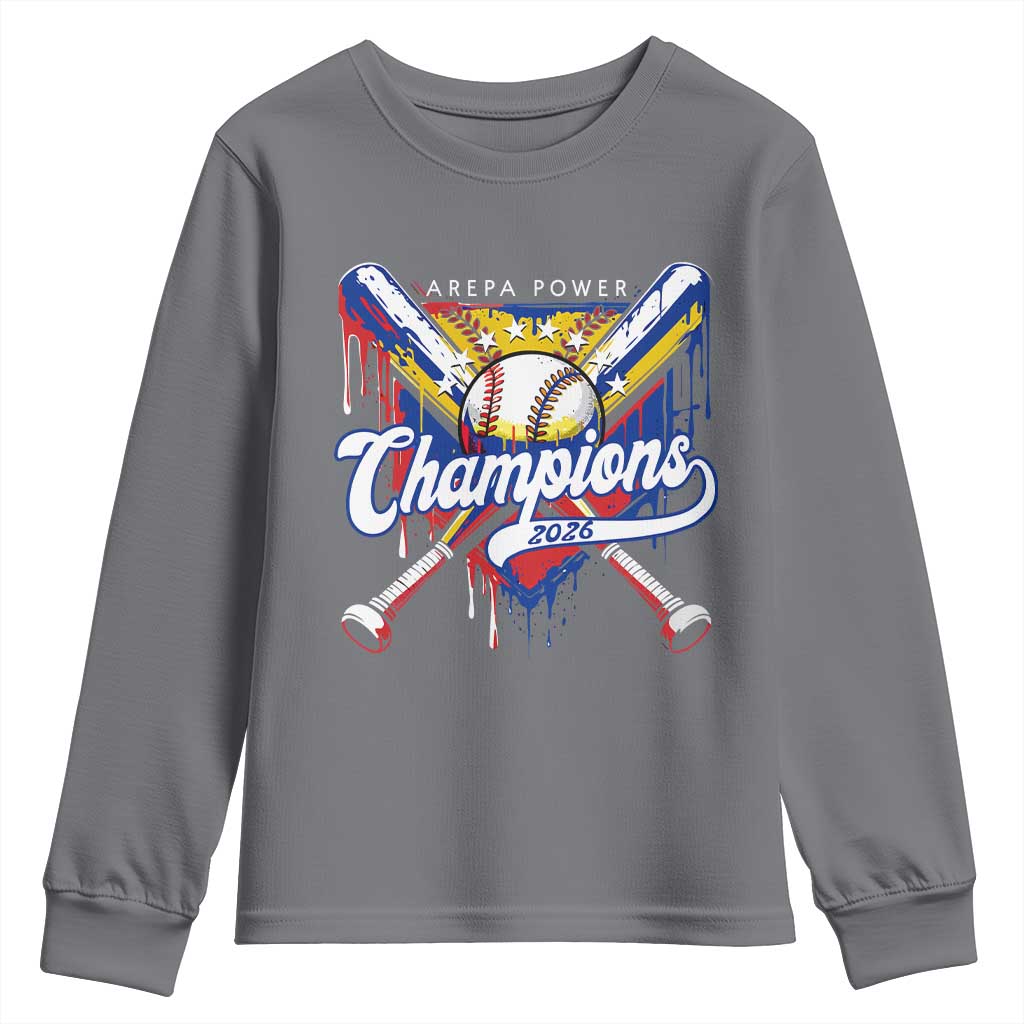 Venezuela Champions 2026 Youth Sweatshirt Baseball Lover Home Plate Drip