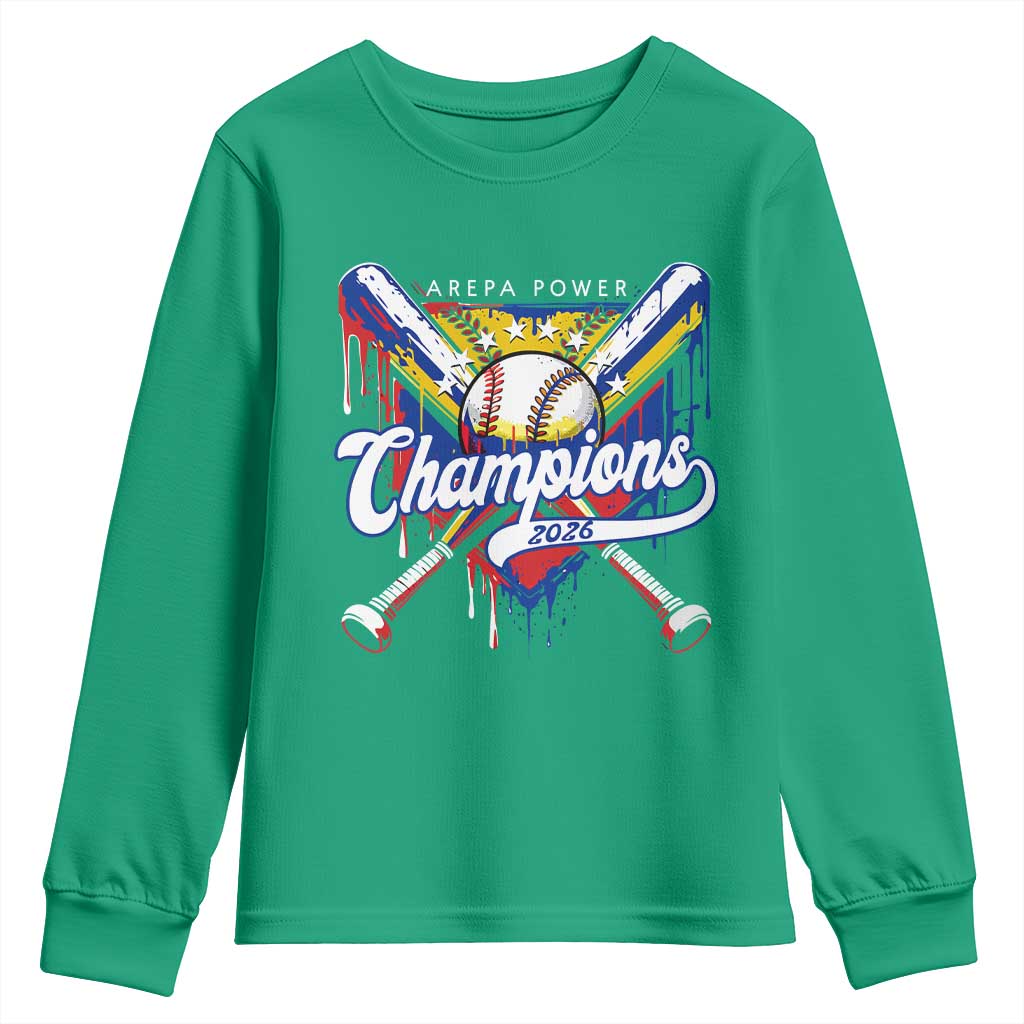 Venezuela Champions 2026 Youth Sweatshirt Baseball Lover Home Plate Drip