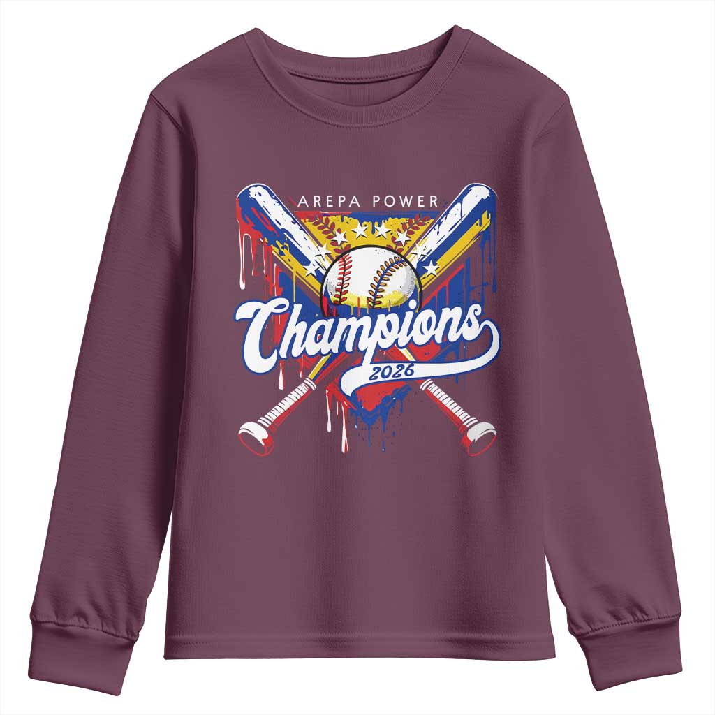Venezuela Champions 2026 Youth Sweatshirt Baseball Lover Home Plate Drip