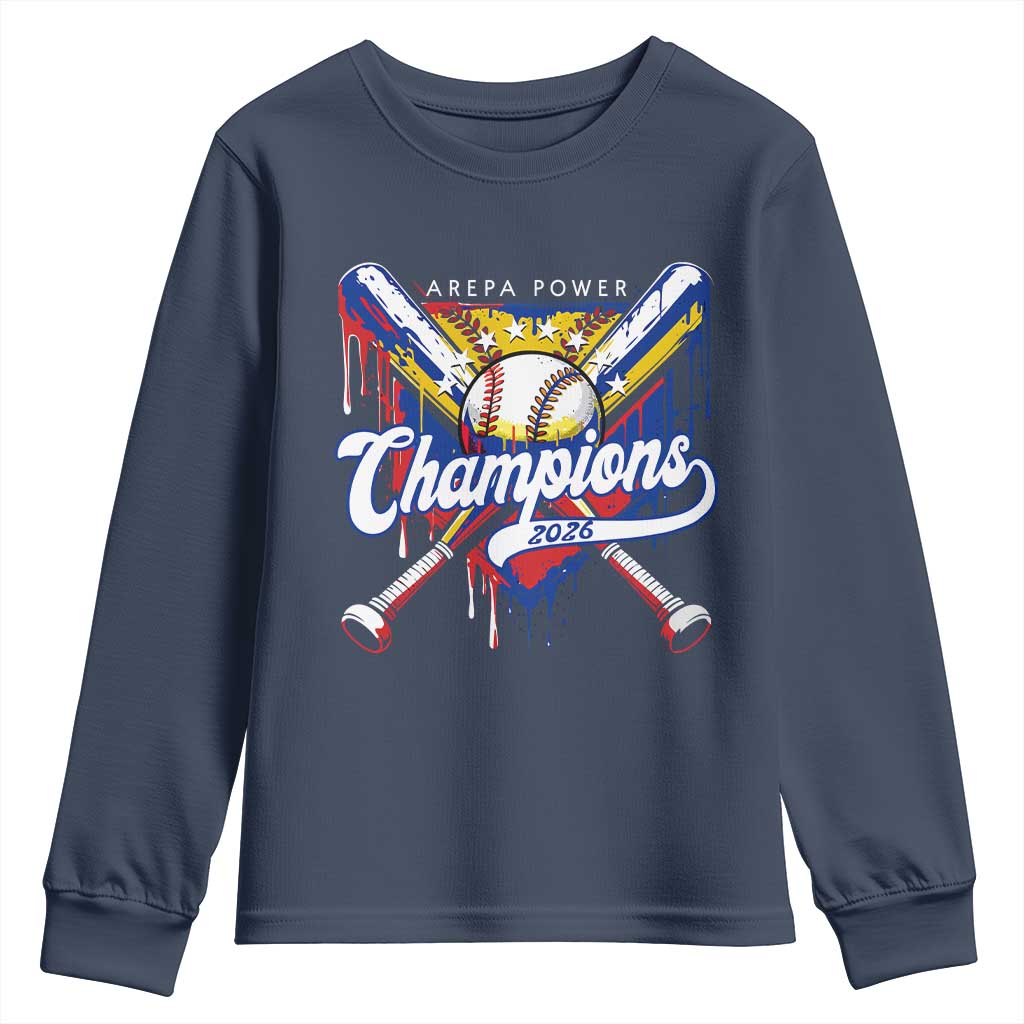 Venezuela Champions 2026 Youth Sweatshirt Baseball Lover Home Plate Drip