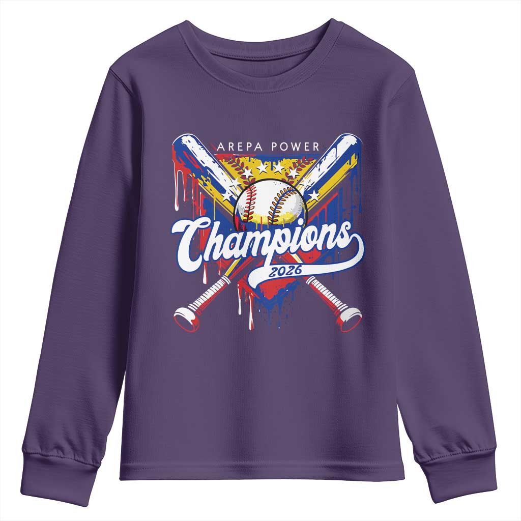 Venezuela Champions 2026 Youth Sweatshirt Baseball Lover Home Plate Drip