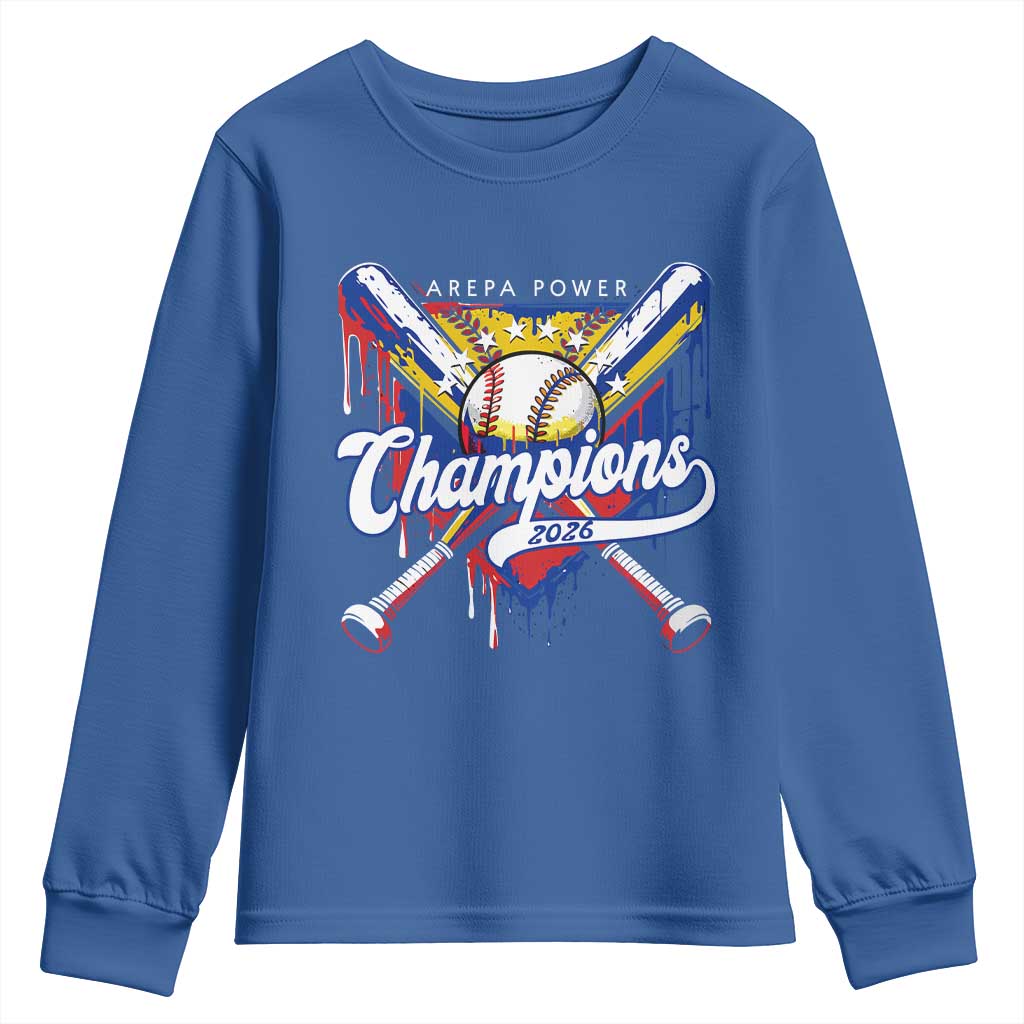Venezuela Champions 2026 Youth Sweatshirt Baseball Lover Home Plate Drip