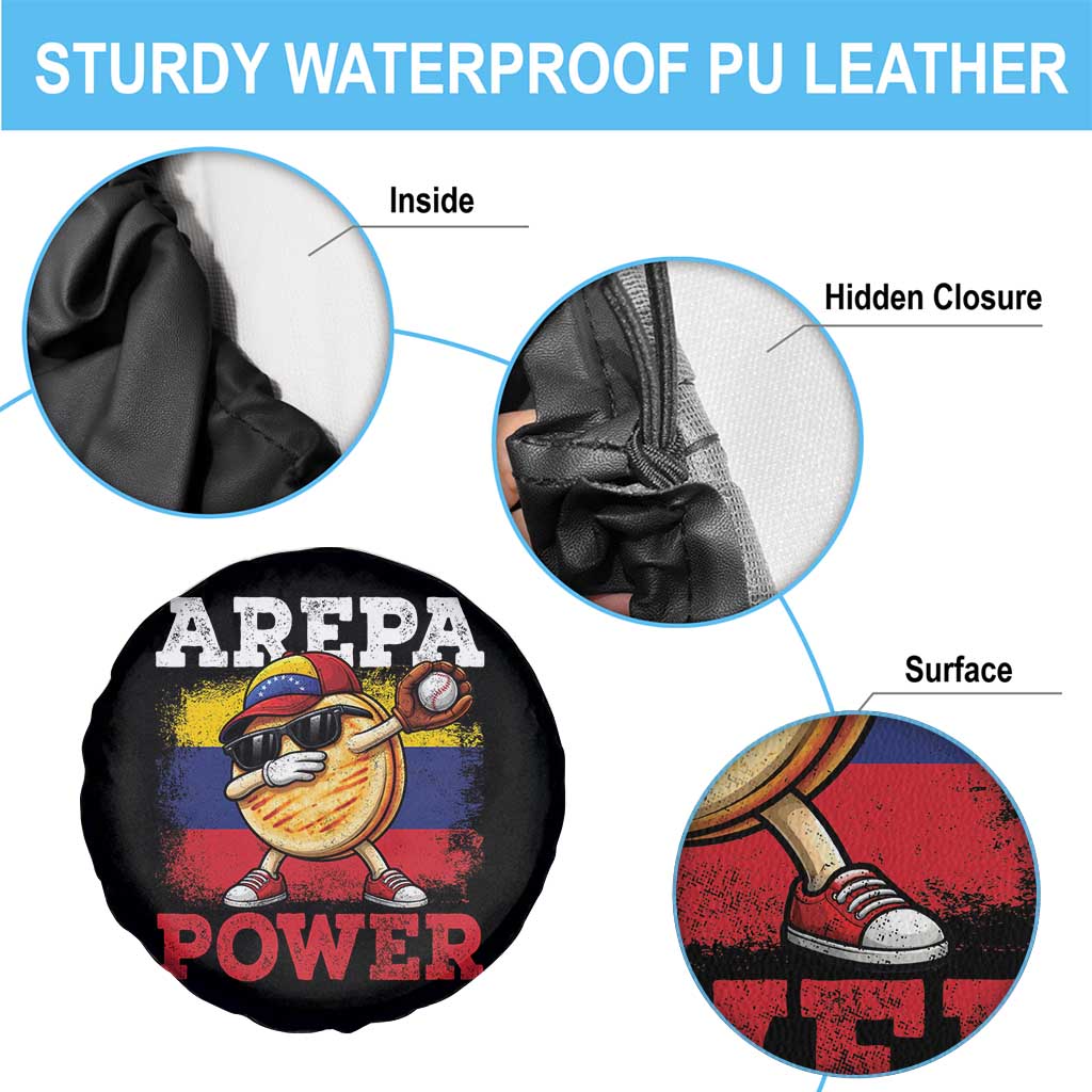 Funny Arepa Power Venezuela Baseball Lover Spare Tire Cover Cute Dabbing Arepa