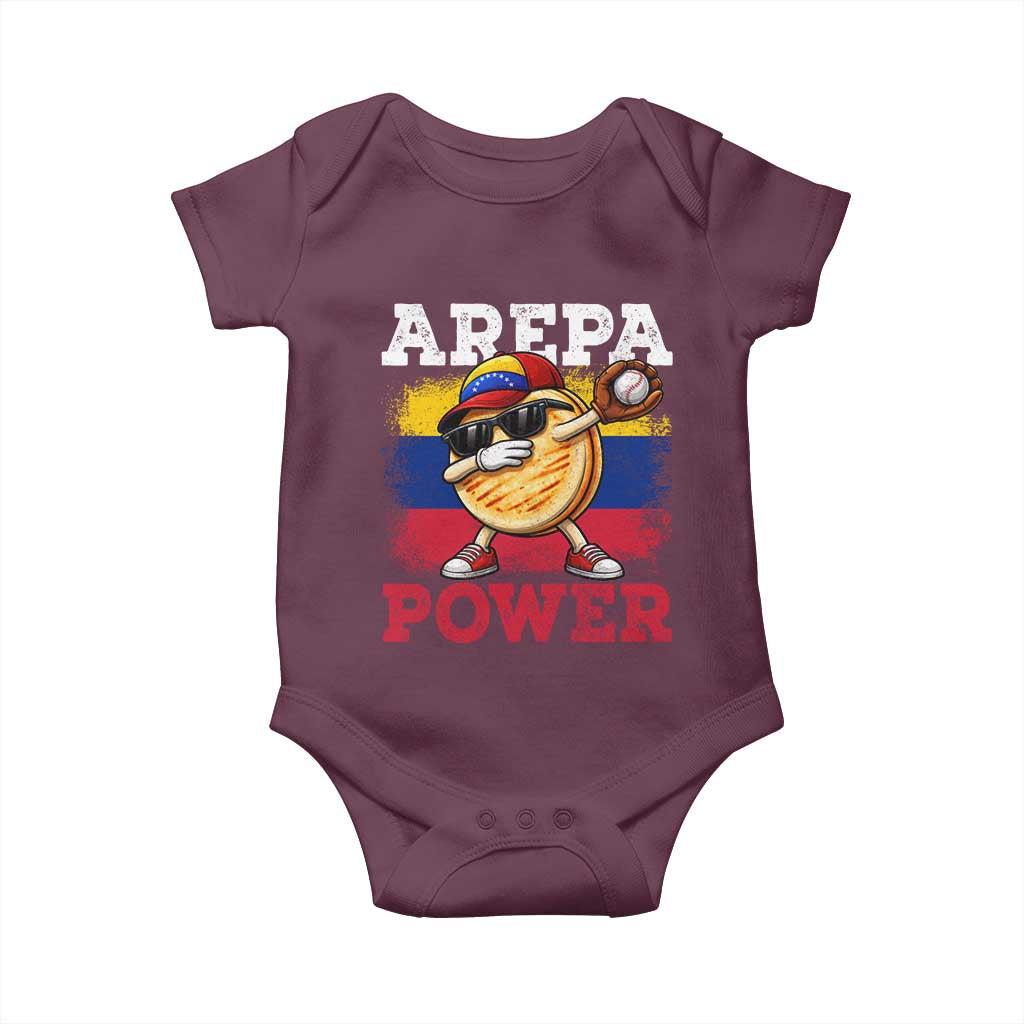 Funny Arepa Power Venezuela Baseball Lover Baby Onesie Cute Dabbing Arepa