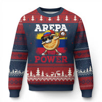 Funny Arepa Power Venezuela Baseball Lover Ugly Christmas Sweater Cute Dabbing Arepa