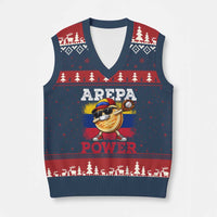 Funny Arepa Power Venezuela Baseball Lover V-Neck Knit Sweater Vest Cute Dabbing Arepa