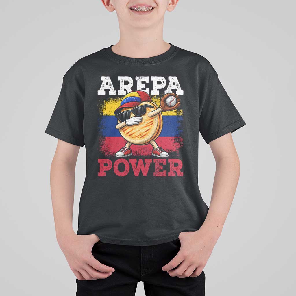 Funny Arepa Power Venezuela Baseball Lover T Shirt For Kid Cute Dabbing Arepa