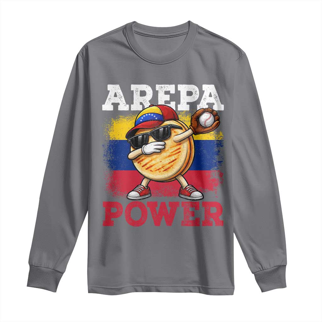 Funny Arepa Power Venezuela Baseball Lover Long Sleeve Shirt Cute Dabbing Arepa