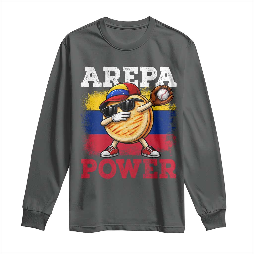 Funny Arepa Power Venezuela Baseball Lover Long Sleeve Shirt Cute Dabbing Arepa
