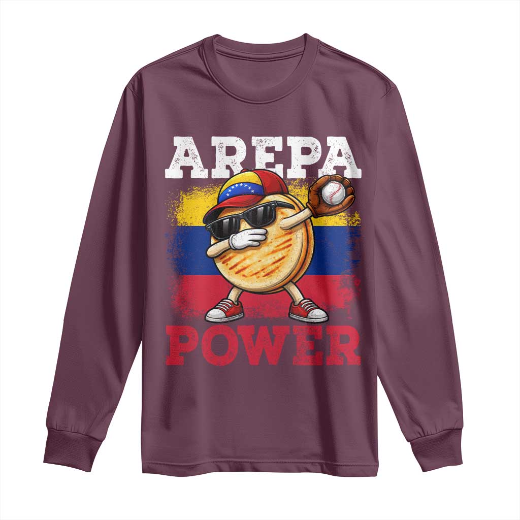 Funny Arepa Power Venezuela Baseball Lover Long Sleeve Shirt Cute Dabbing Arepa