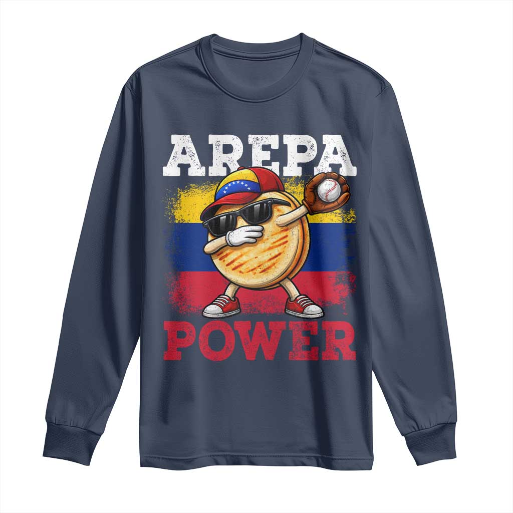 Funny Arepa Power Venezuela Baseball Lover Long Sleeve Shirt Cute Dabbing Arepa