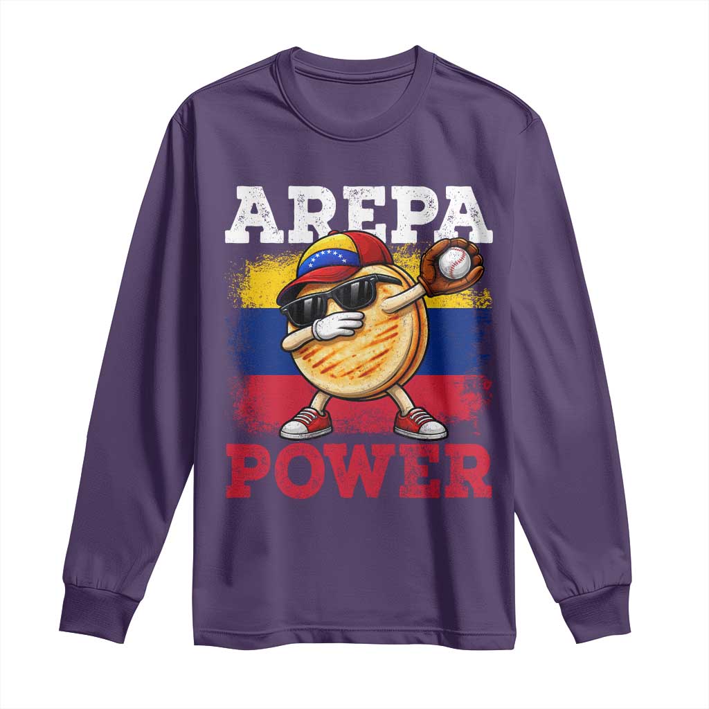 Funny Arepa Power Venezuela Baseball Lover Long Sleeve Shirt Cute Dabbing Arepa