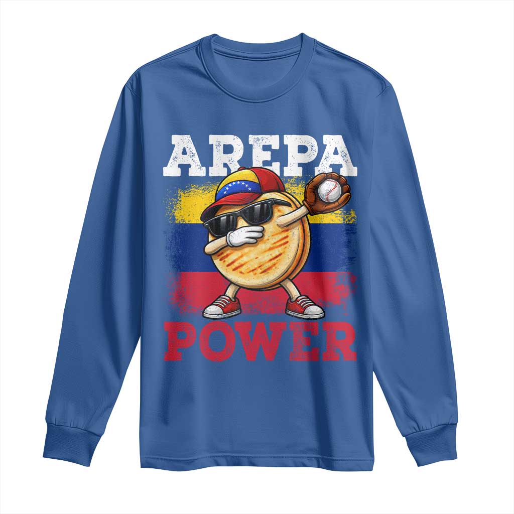 Funny Arepa Power Venezuela Baseball Lover Long Sleeve Shirt Cute Dabbing Arepa