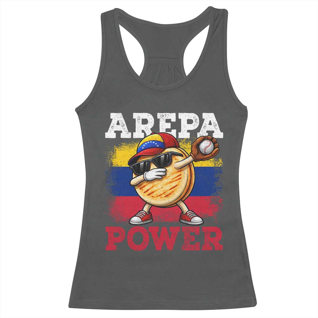 Funny Arepa Power Venezuela Baseball Lover Racerback Tank Top Cute Dabbing Arepa