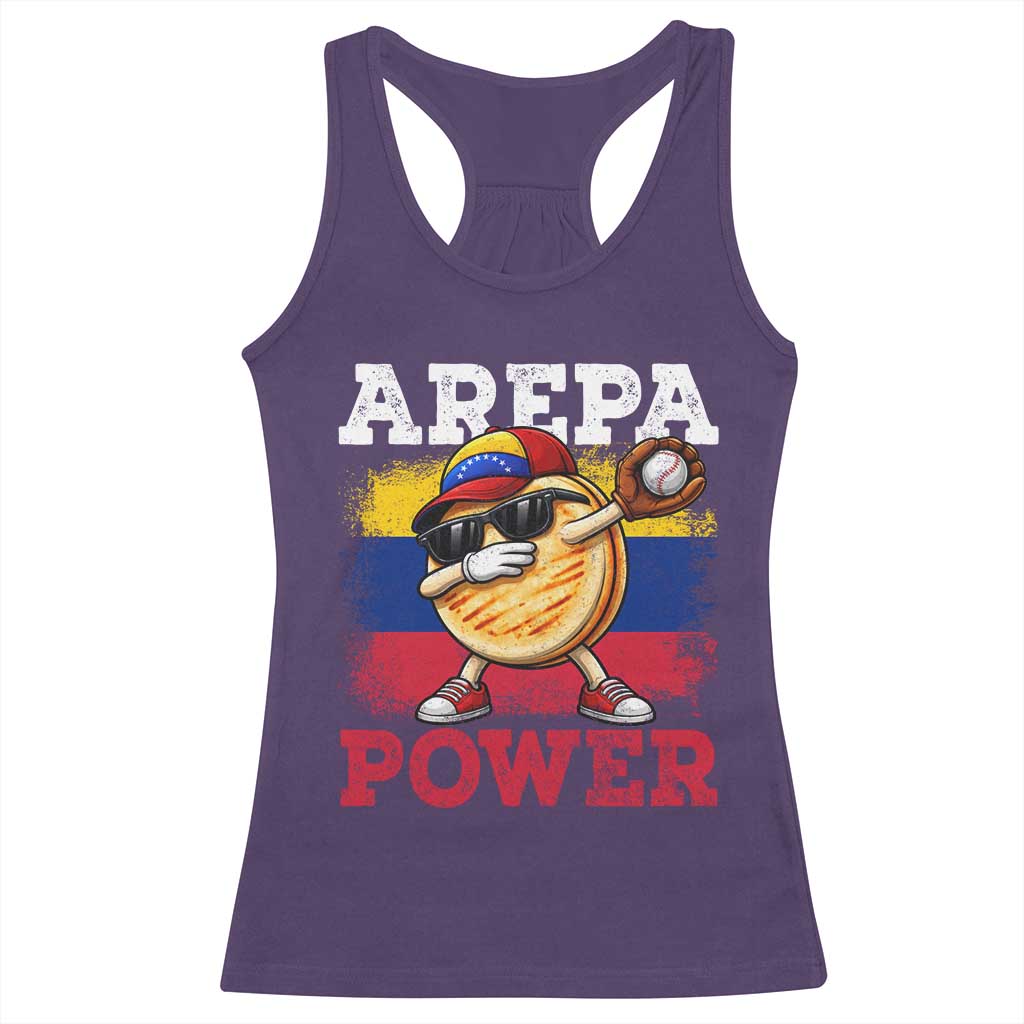 Funny Arepa Power Venezuela Baseball Lover Racerback Tank Top Cute Dabbing Arepa