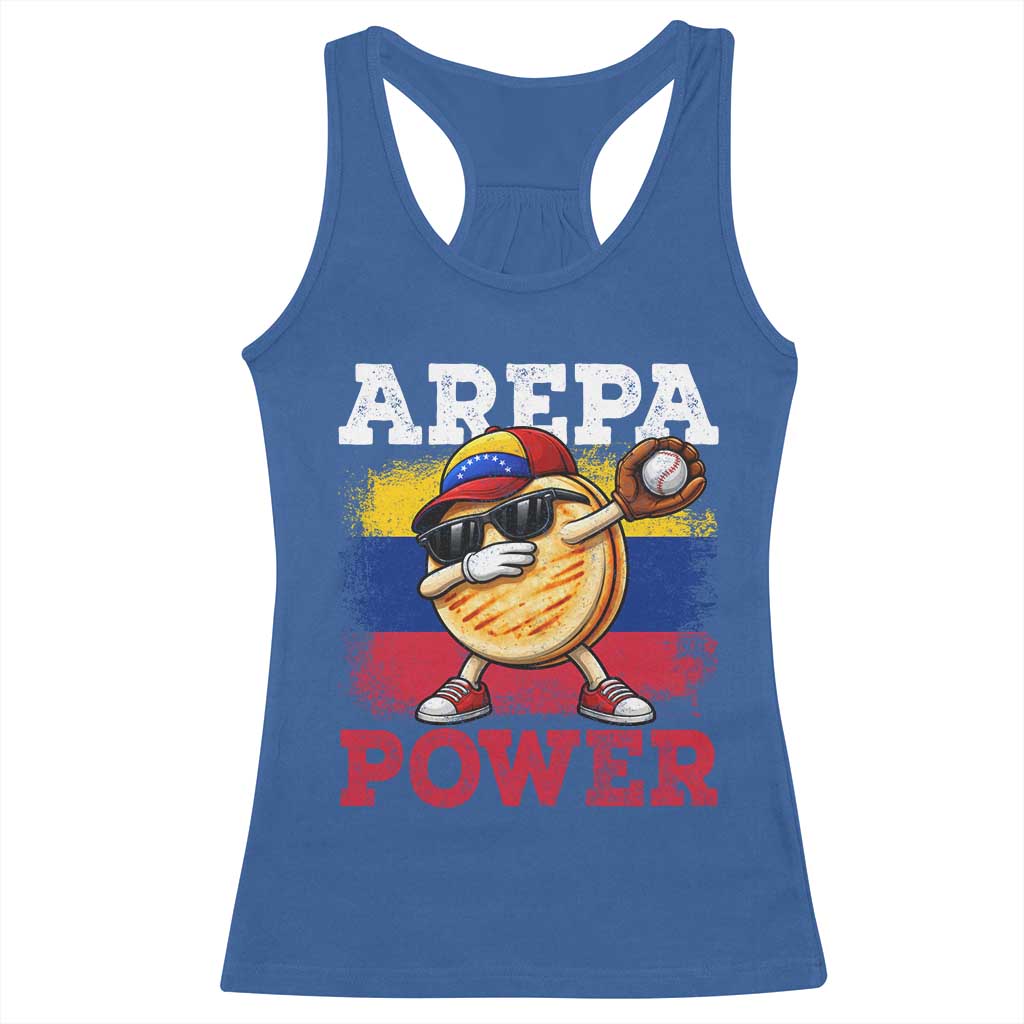 Funny Arepa Power Venezuela Baseball Lover Racerback Tank Top Cute Dabbing Arepa
