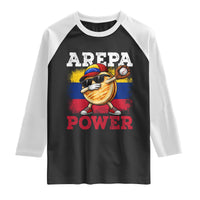 Funny Arepa Power Venezuela Baseball Lover Raglan Shirt Cute Dabbing Arepa