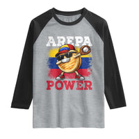 Funny Arepa Power Venezuela Baseball Lover Raglan Shirt Cute Dabbing Arepa