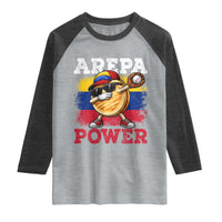 Funny Arepa Power Venezuela Baseball Lover Raglan Shirt Cute Dabbing Arepa