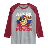 Funny Arepa Power Venezuela Baseball Lover Raglan Shirt Cute Dabbing Arepa