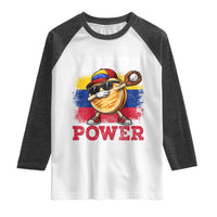 Funny Arepa Power Venezuela Baseball Lover Raglan Shirt Cute Dabbing Arepa