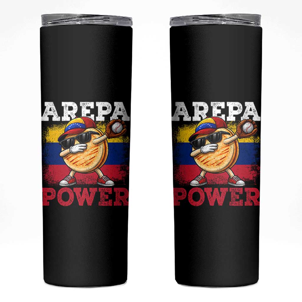 Funny Arepa Power Venezuela Baseball Lover Skinny Tumbler Cute Dabbing Arepa