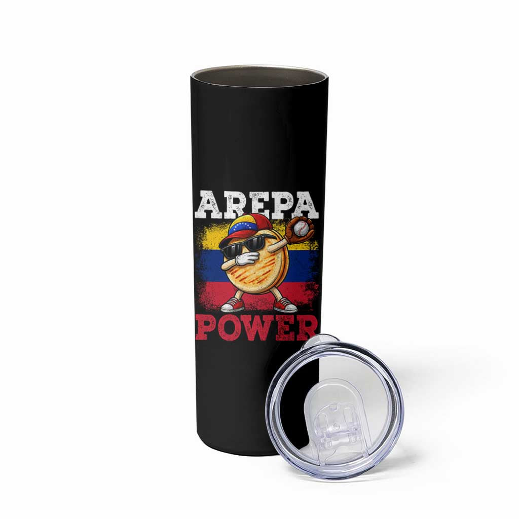 Funny Arepa Power Venezuela Baseball Lover Skinny Tumbler Cute Dabbing Arepa
