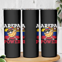 Funny Arepa Power Venezuela Baseball Lover Skinny Tumbler Cute Dabbing Arepa