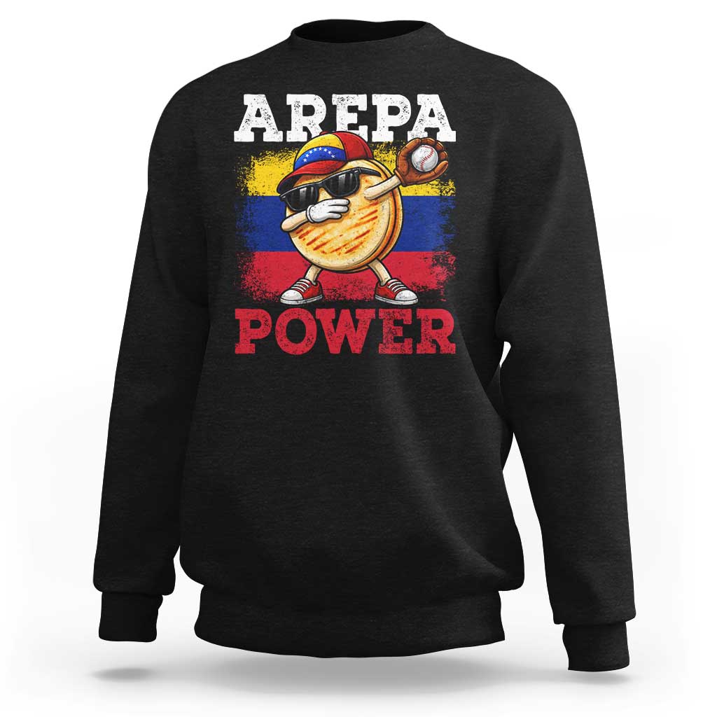 Funny Arepa Power Venezuela Baseball Lover Sweatshirt Cute Dabbing Arepa